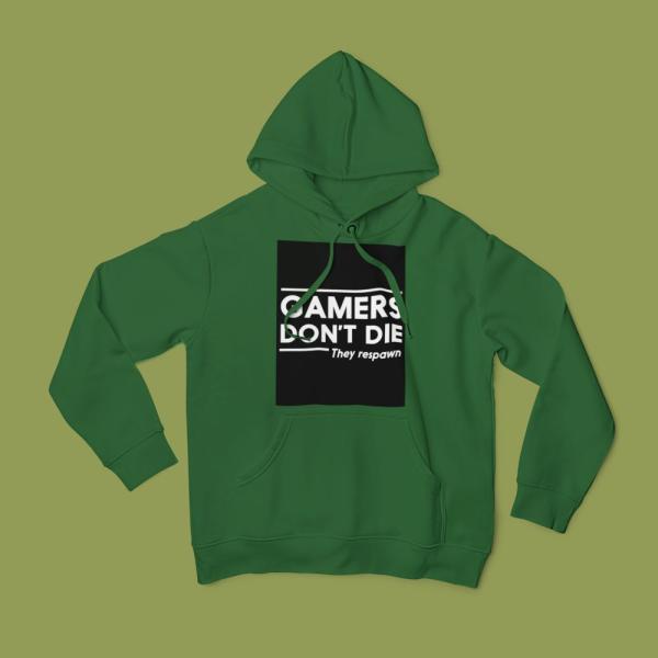 Gamers Don't Die Hoodie Bottle Green