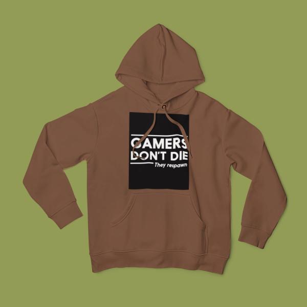 Gamers Don't Die Hoodie Brown.jp