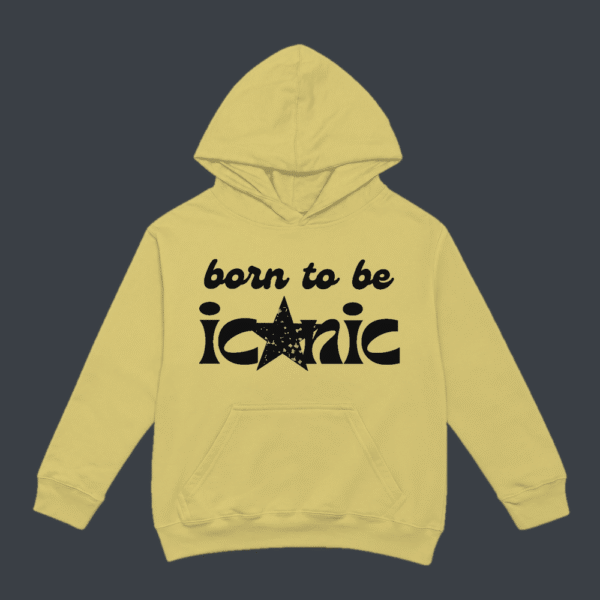 Born To Be Iconic Dark Ink Hoodie Beige