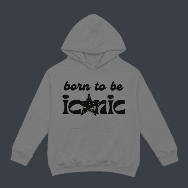 Born To Be Iconic Dark Ink Hoodie Grey