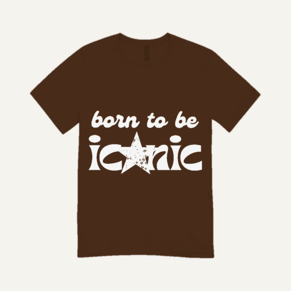 Born To Be Iconic Dark Ink T-shirt Chocolate Brown