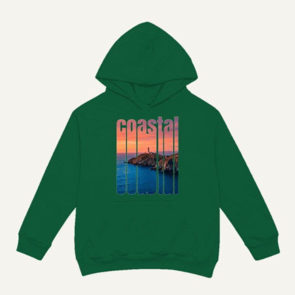 Coastal Sunset Hoodie Bottle Green