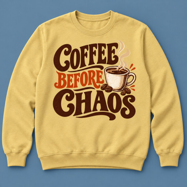 Coffee Before Chaos Sweatshirt Beige