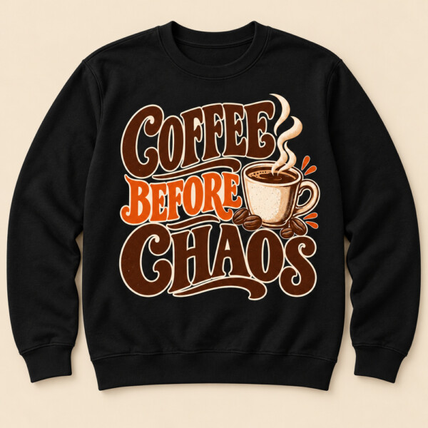 Coffee Before Chaos Sweatshirt Black