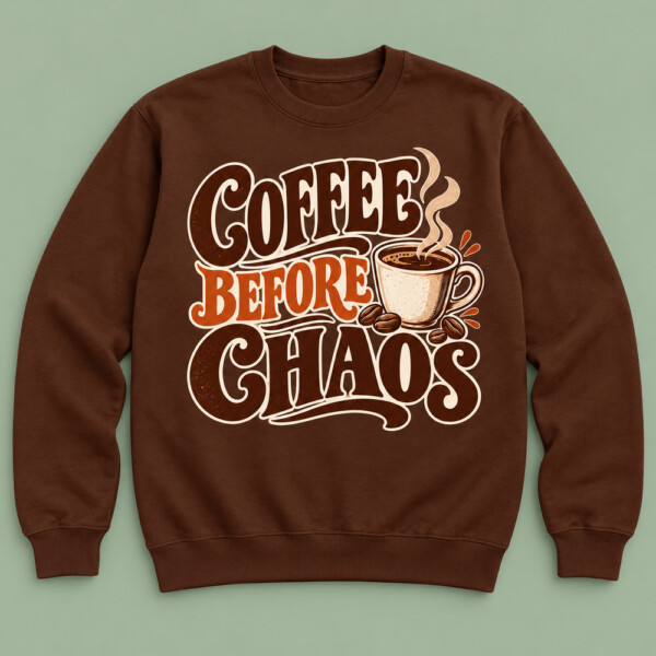 Coffee Before Chaos Sweatshirt Chocolate Brown