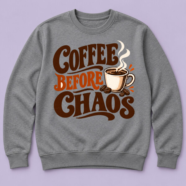 Coffee Before Chaos Sweatshirt Grey