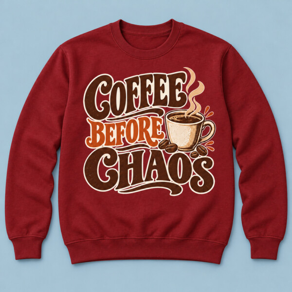 Coffee Before Chaos Sweatshirt Maroon