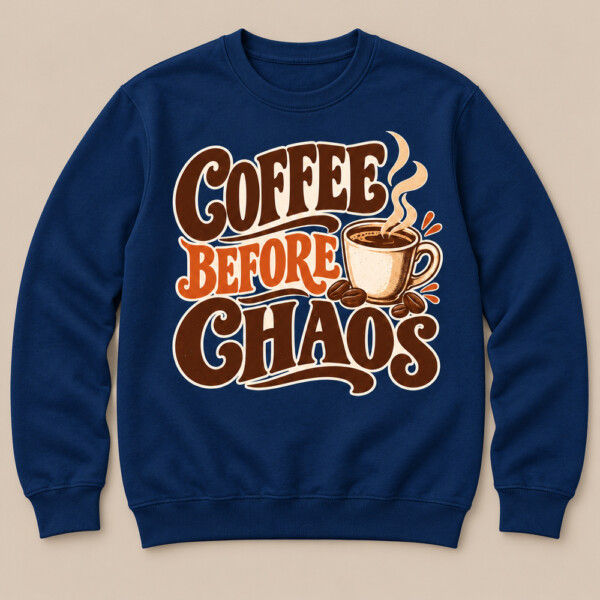 Coffee Before Chaos Sweatshirt Navy Blue