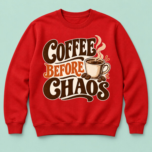 Coffee Before Chaos Sweatshirt Red