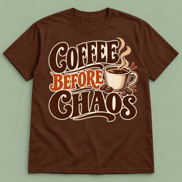 Coffee Before Chaos T-shirt Chocolate Brown