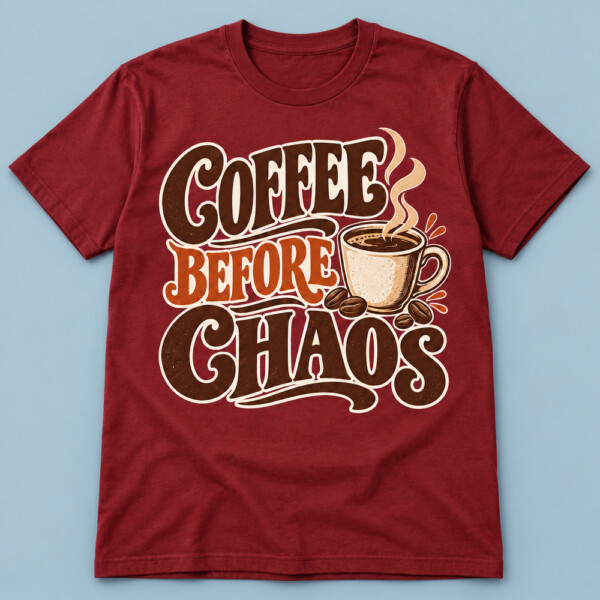 Coffee Before Chaos T-shirt Maroon