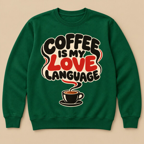 Coffee Is My Love Language Sweatshirt Bottle Green