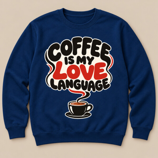 Coffee Is My Love Language Sweatshirt Navy Blue
