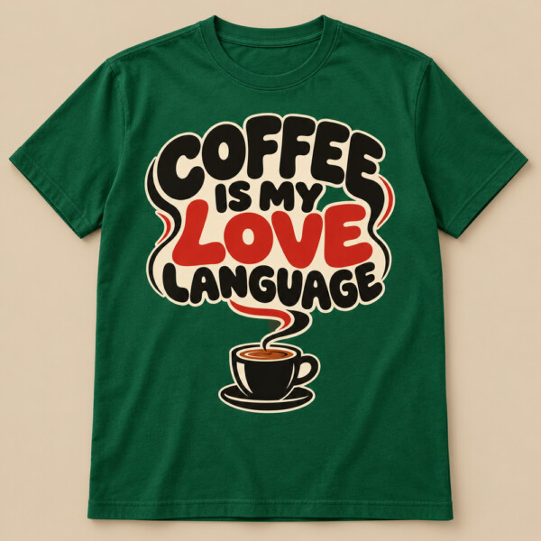 Coffee Is My Love Language T-shirt Bottle Green