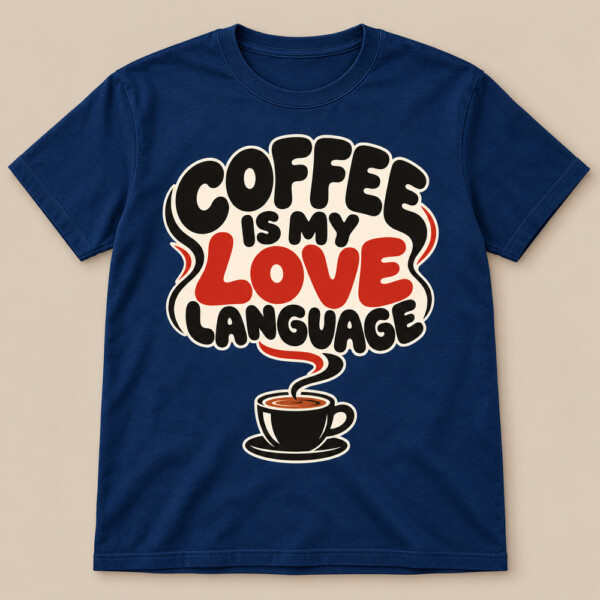 Coffee Is My Love Language T-shirt Navy Blue