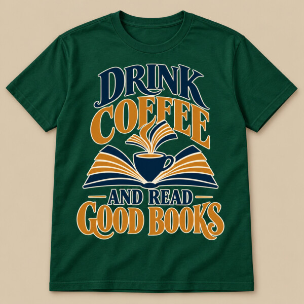 Drink Coffee And Read Good Books T-shirt Bottle Green