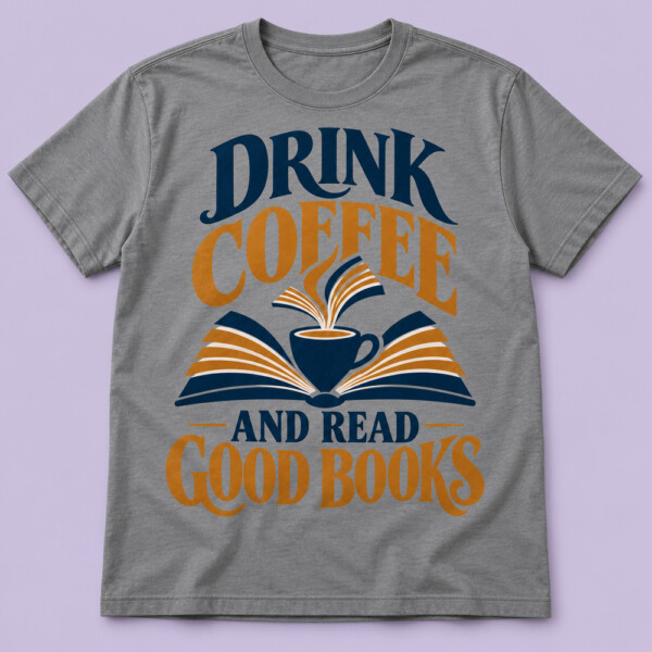 Drink Coffee And Read Good Books T-shirt Grey