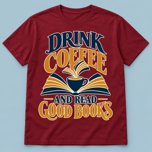 Drink Coffee And Read Good Books T-shirt Maroon