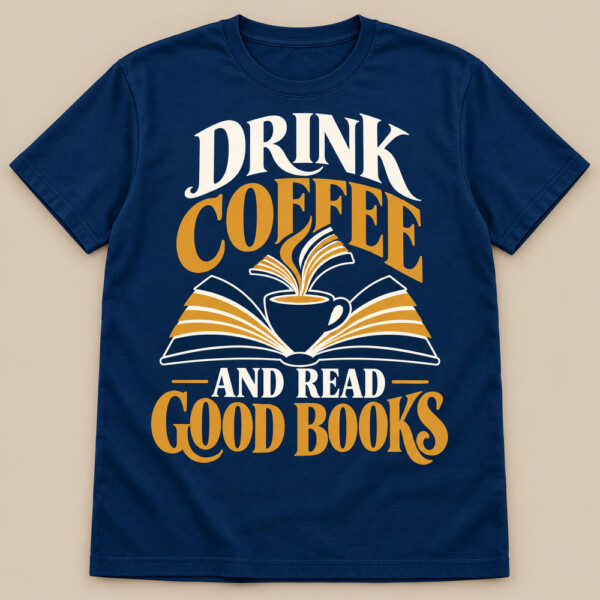 Drink Coffee And Read Good Books T-shirt Navy Blue