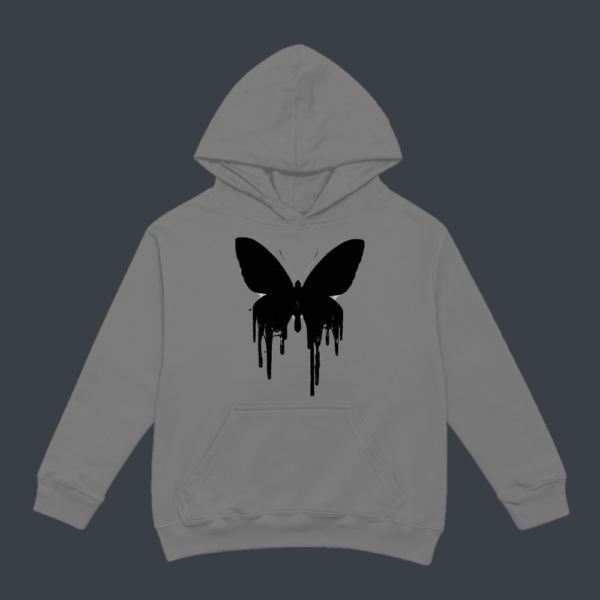 Dripping Butterfly Hoodie Grey