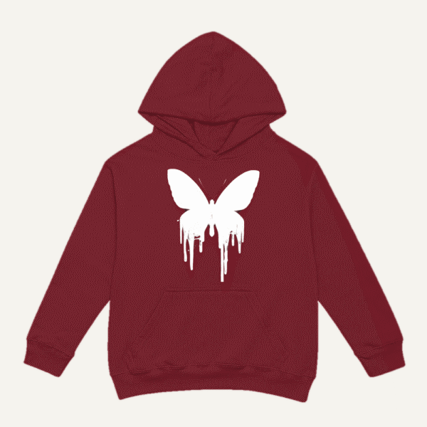 Dripping Butterfly Hoodie Maroon