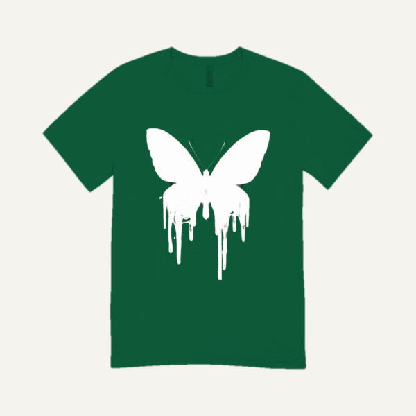 Dripping Butterfly T-shirt Bottle Green