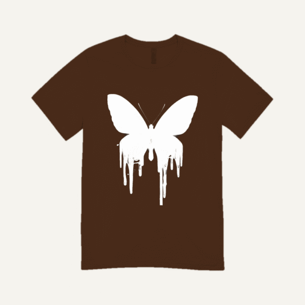 Dripping Butterfly T-shirt Chocolate Brown