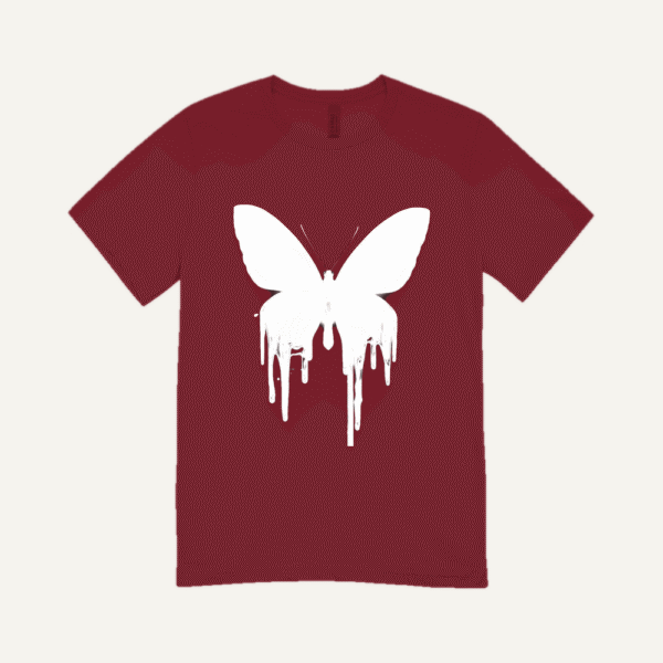 Dripping Butterfly T-shirt Maroon