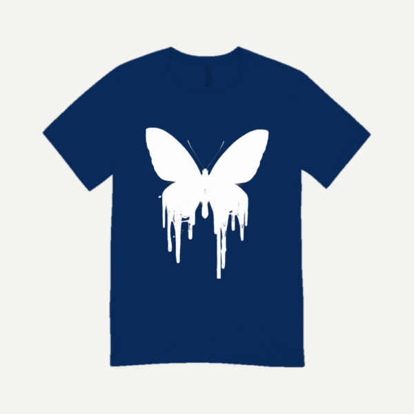 Dripping Butterfly T-shirt Navy Blue