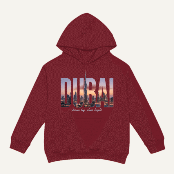Dubai Skyline Hoodie Maroon