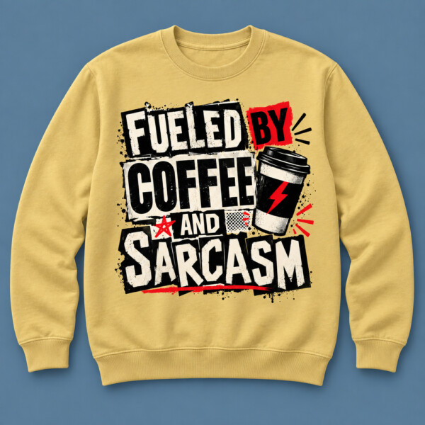 Fueled By Coffee And Sarcasm Sweatshirt Beige