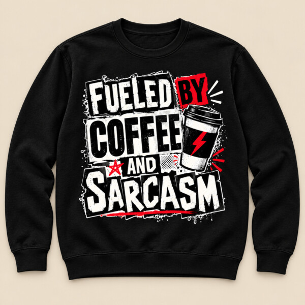 Fueled By Coffee And Sarcasm Sweatshirt Black