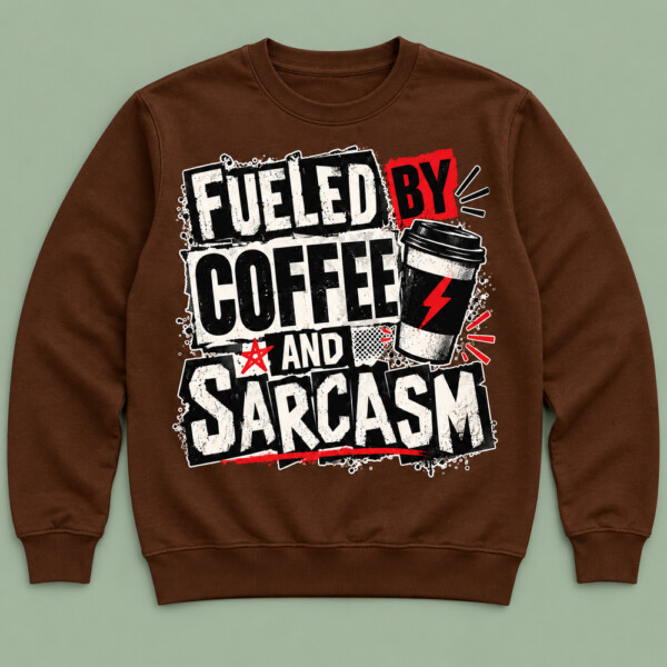 Fueled By Coffee And Sarcasm Sweatshirt Chocolate Brown