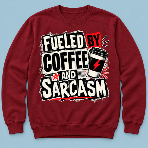 Fueled By Coffee And Sarcasm Sweatshirt Maroon