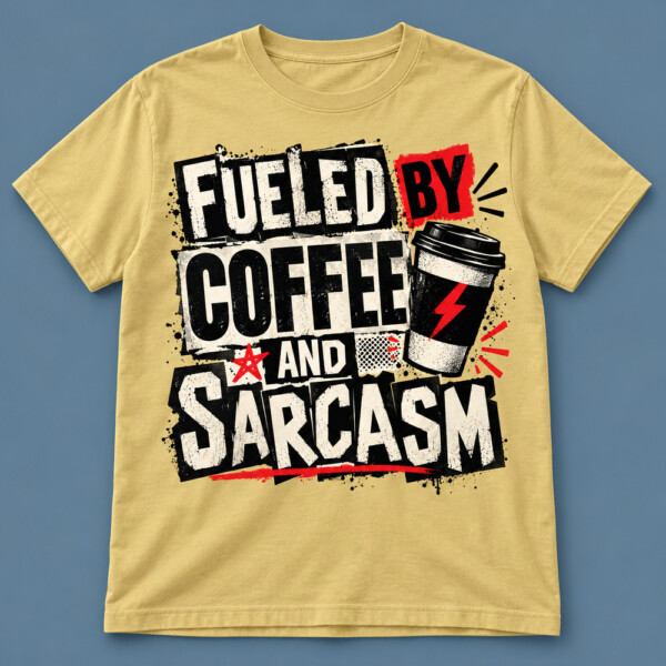Fueled By Coffee And Sarcasm T-shirt Beige