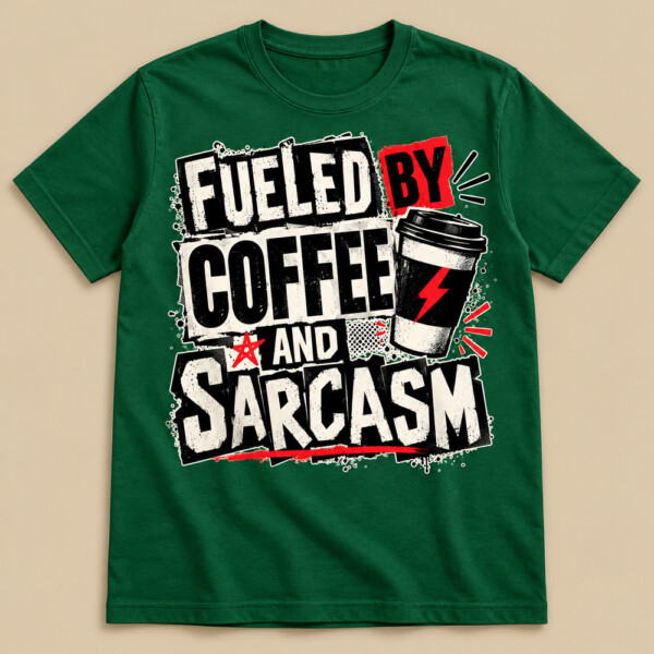 Fueled By Coffee And Sarcasm T-shirt Bottle Green