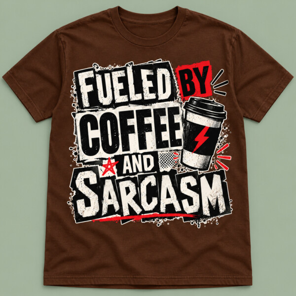 Fueled By Coffee And Sarcasm T-shirt Chocolate Brown