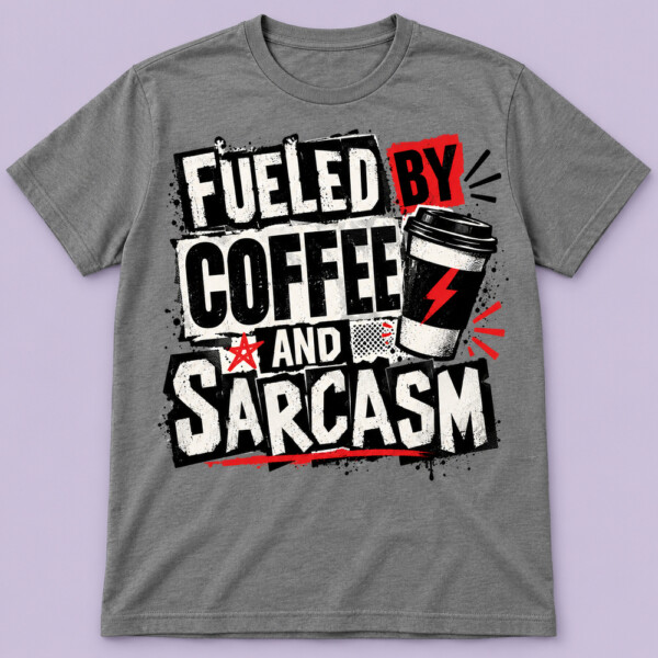 Fueled By Coffee And Sarcasm T-shirt Grey