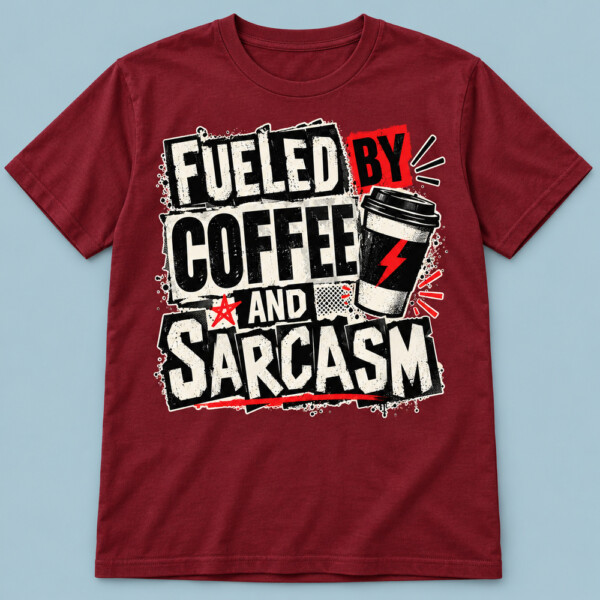 Fueled By Coffee And Sarcasm T-shirt Maroon