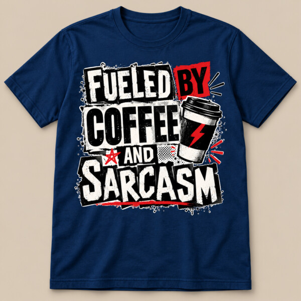 Fueled By Coffee And Sarcasm T-shirt Navy Blue