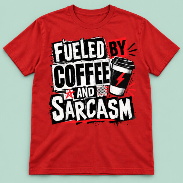 Fueled By Coffee And Sarcasm T-shirt Red