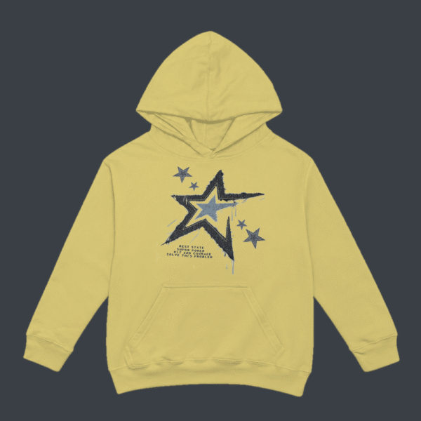 Grunge Shooting Star Hoodie Beige