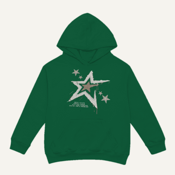 Grunge Shooting Star Hoodie Bottle Green