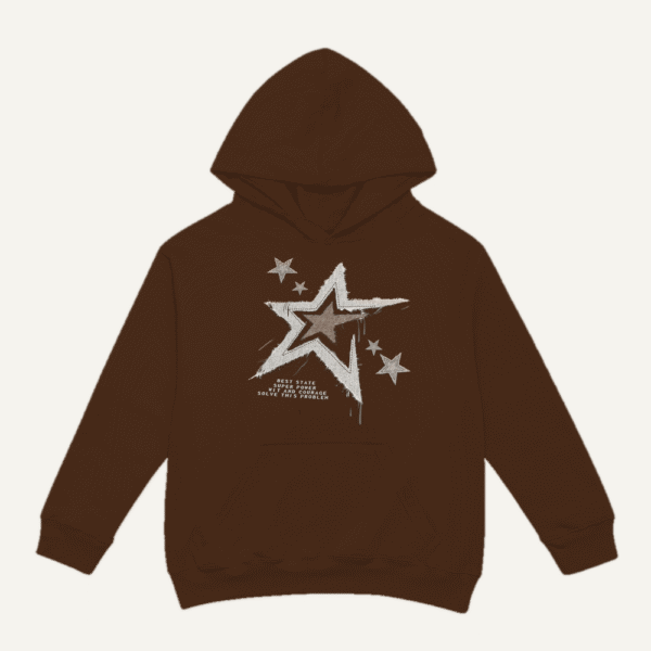Grunge Shooting Star Hoodie Chocolate Brown