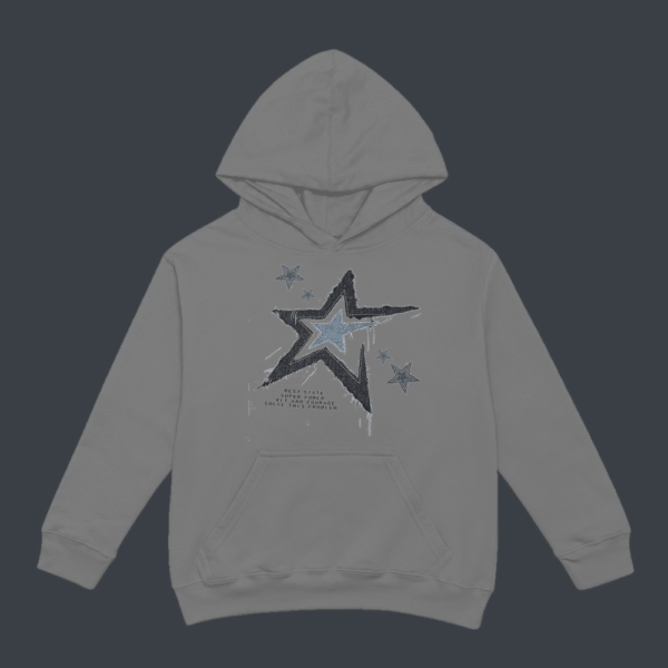 Grunge Shooting Star Hoodie Grey