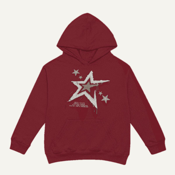 Grunge Shooting Star Hoodie Maroon