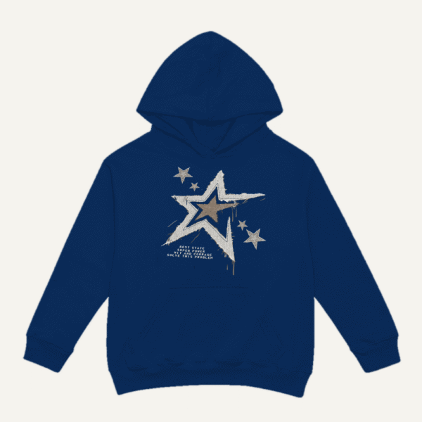 Grunge Shooting Star Hoodie Navy Blue