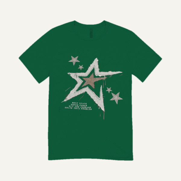 Grunge Shooting Star T-shirt Bottle Green