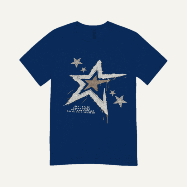 Grunge Shooting Star T-shirt Navy Blue