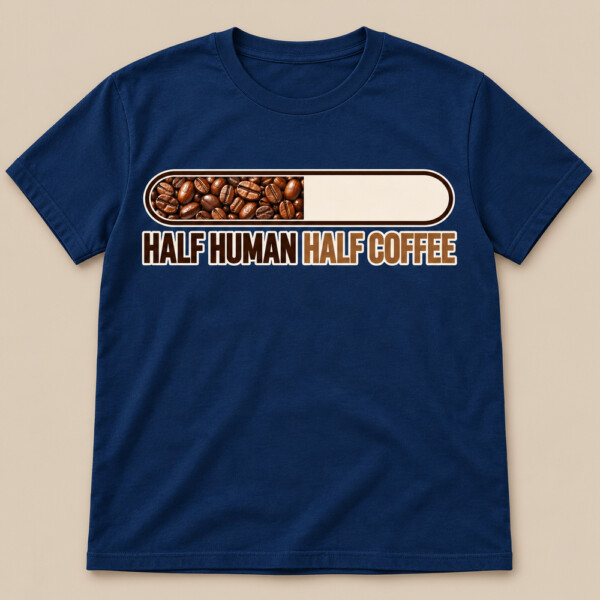 Half Human Half Coffee T-shirt Navy Blue